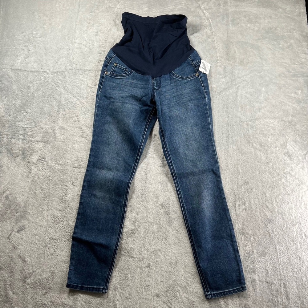 Indigo Blue Maternity Skinny Jeans Secret Fit Belly Dark Wash PXS Petite XS NWT